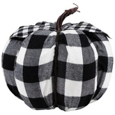 Buffalo Plaid Fall Harvest Pumpkin - 7" - Black and White